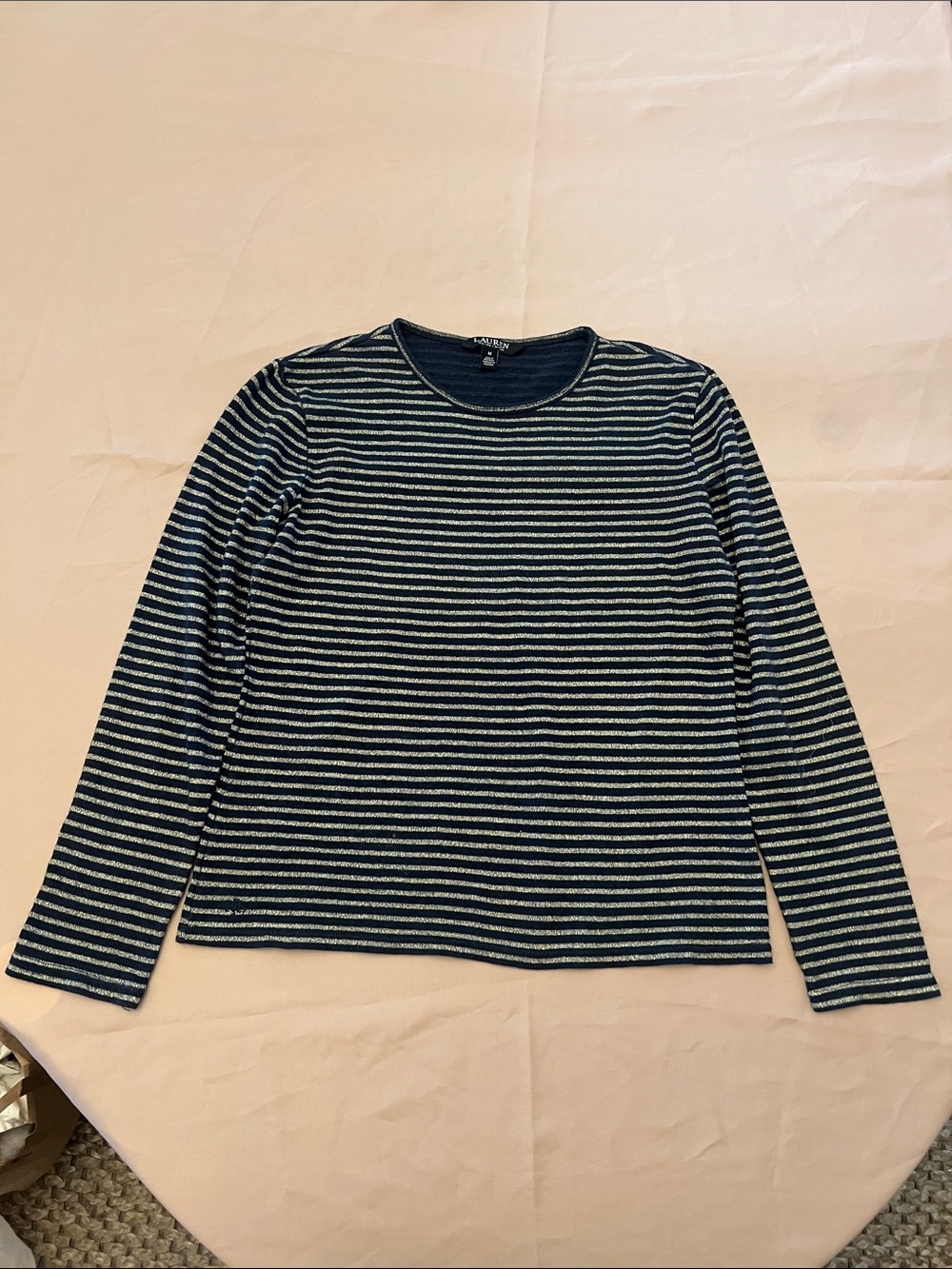 Lauren Ralph Lauren Navy & Gold Striped Long-Sleeve Tee